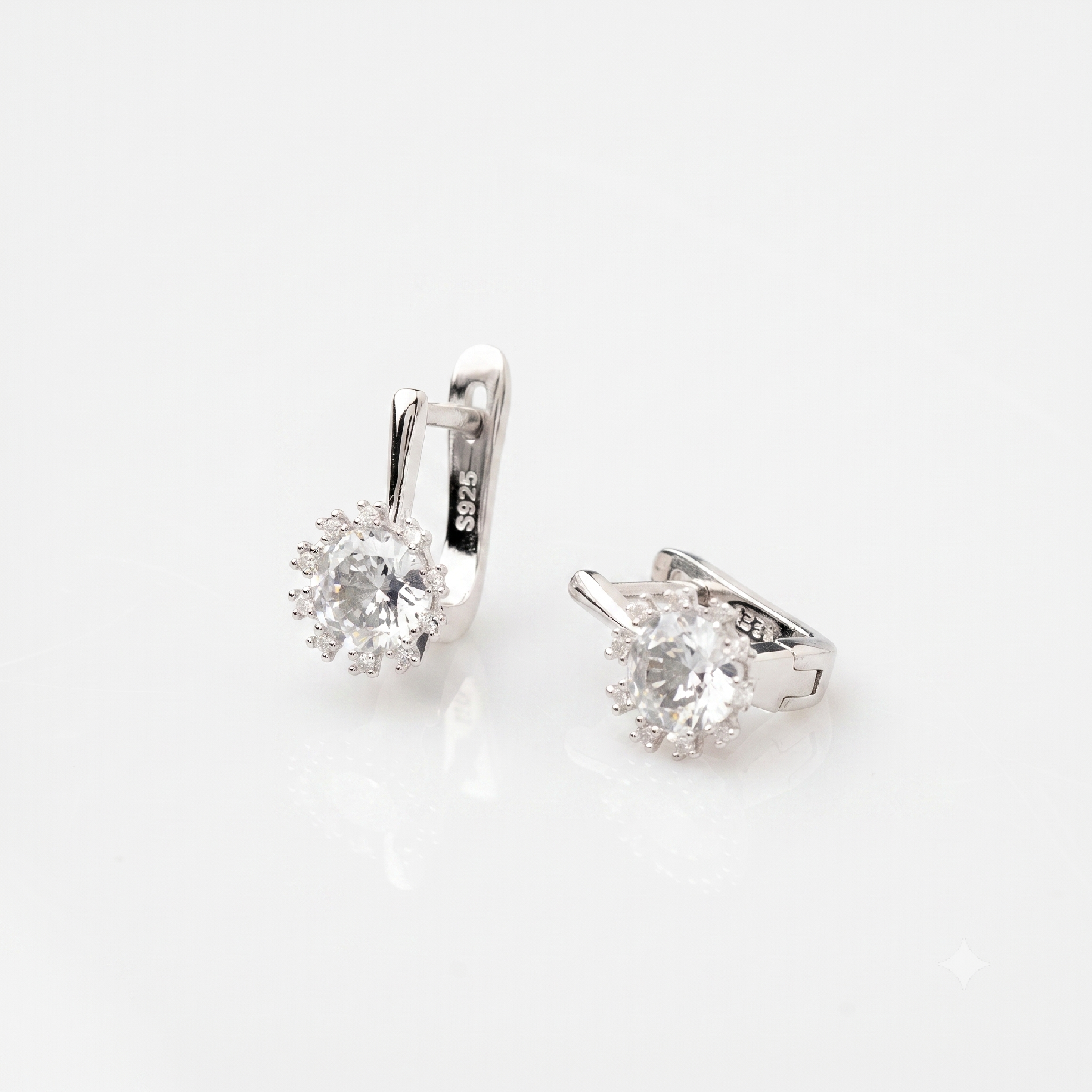 Halo-Zirkonia-Ohrringe aus 925er Sterlingsilber