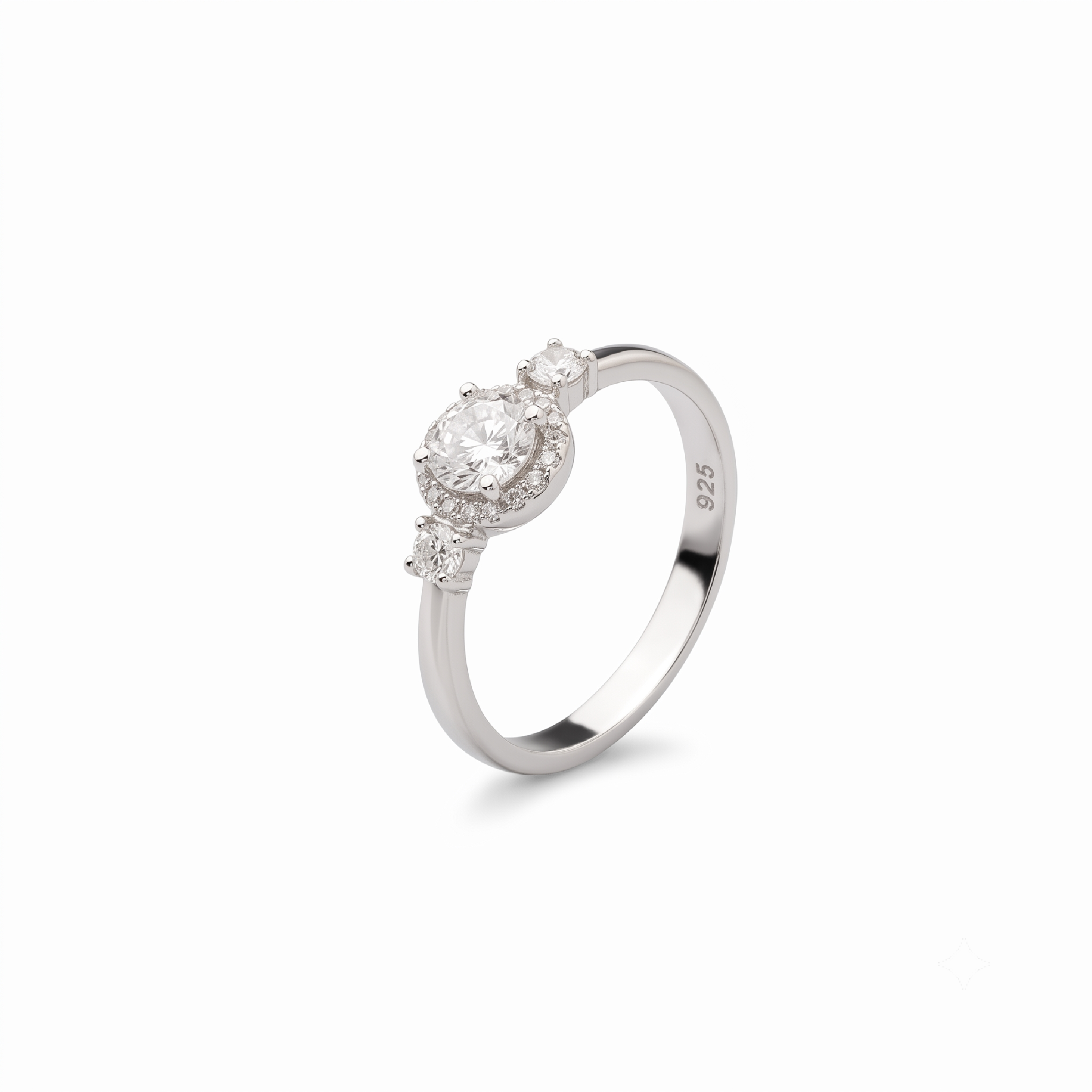 Halo-Zirkonia-Ring aus 925er Sterlingsilber